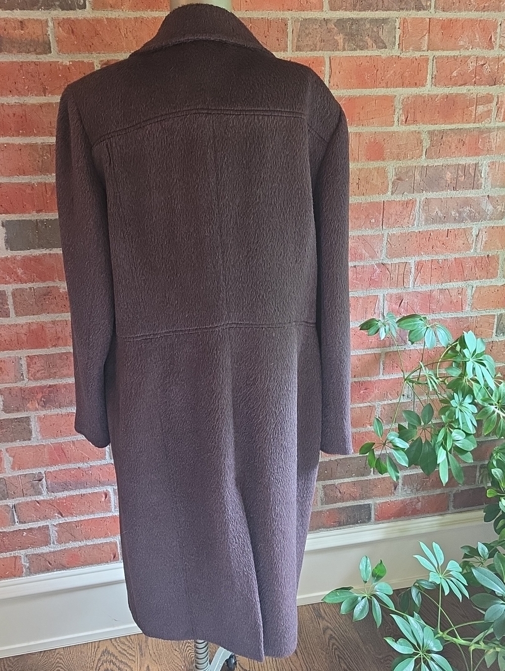 Anne Klein Vintage Alpaca Wool  Coat In Deep Brown Aubergine Womens Sixe 16 EUC - Picture 3 of 9